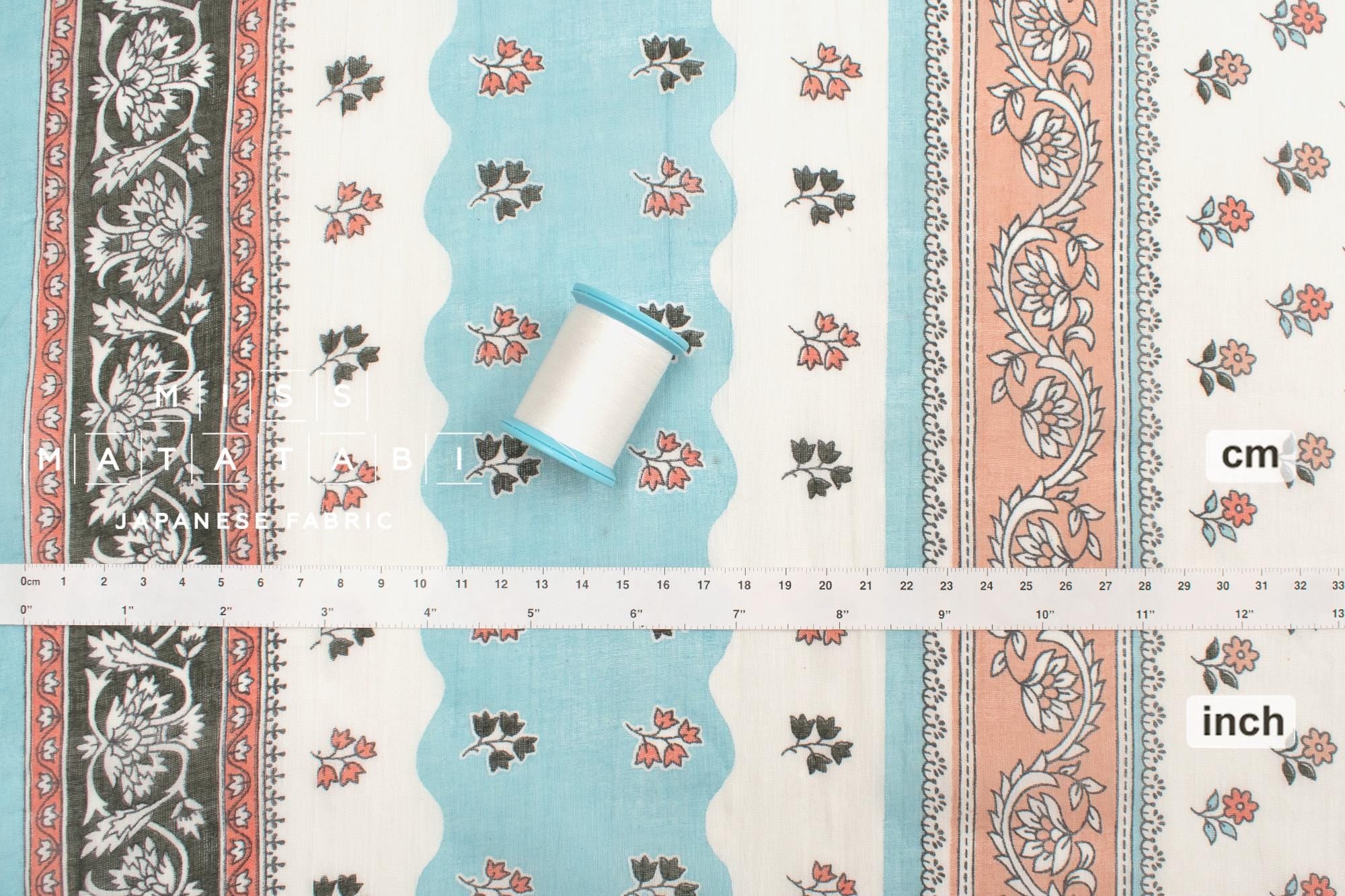 Hand Printed Indian Cotton Voile - B3 - 50cm