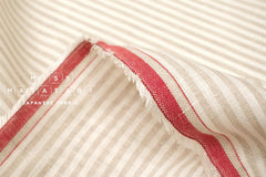 DEADSTOCK Japanese Fabric Yarn-dyed 100% Linen Stripes with Red Selvedge - 50cm