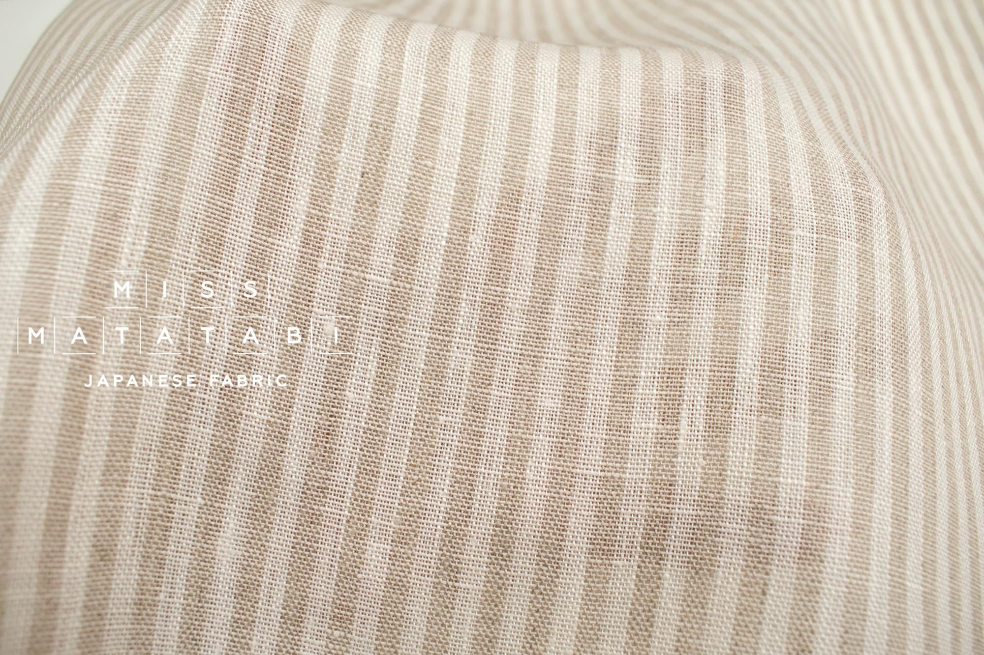 DEADSTOCK Japanese Fabric Yarn-dyed 100% Linen Stripes with Red Selvedge - 50cm
