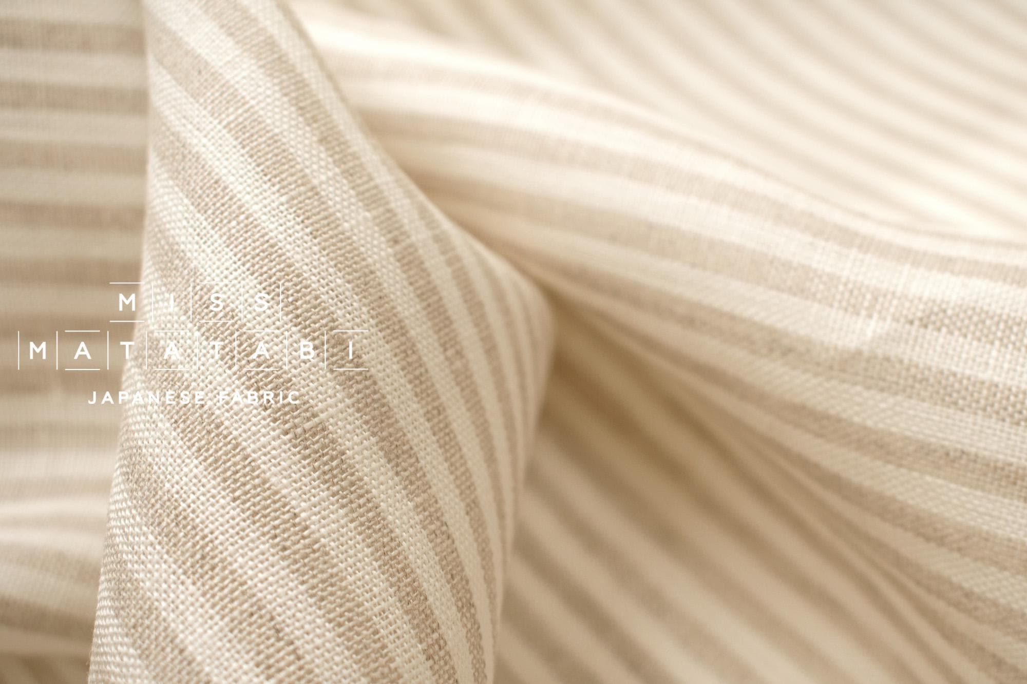 DEADSTOCK Japanese Fabric Yarn-dyed 100% Linen Stripes with Red Selvedge - 50cm