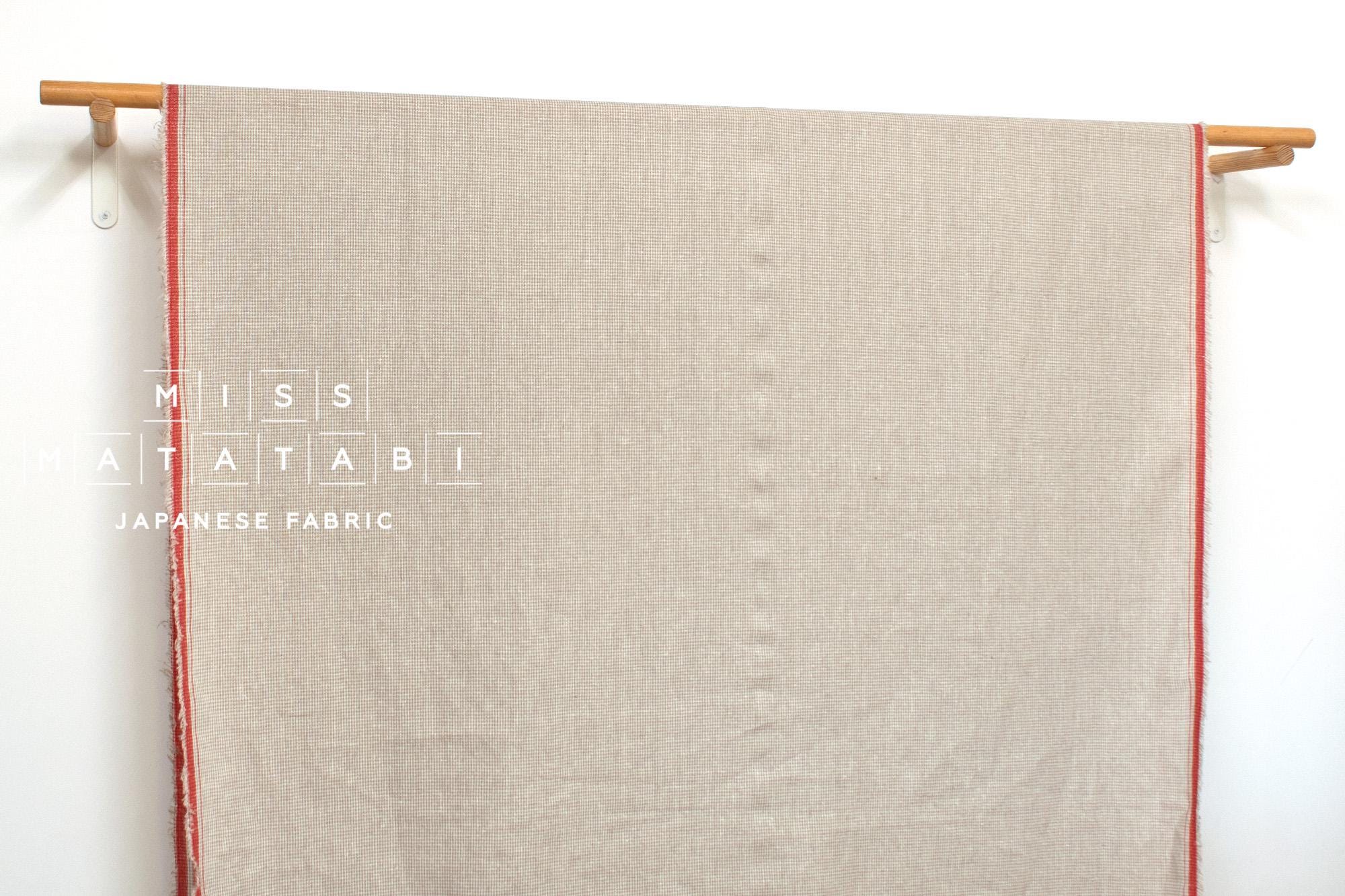 DEADSTOCK Japanese Fabric Yarn-dyed 100% Linen Tiny Herringbone with Red Selvedge - 50cm