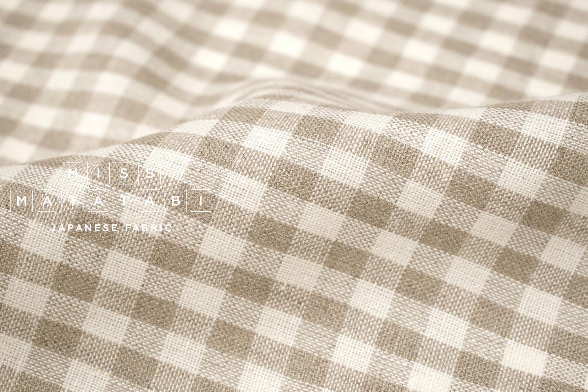 DEADSTOCK Japanese Fabric Yarn-dyed 100% Linen Small Check with Red Selvedge - 50cm
