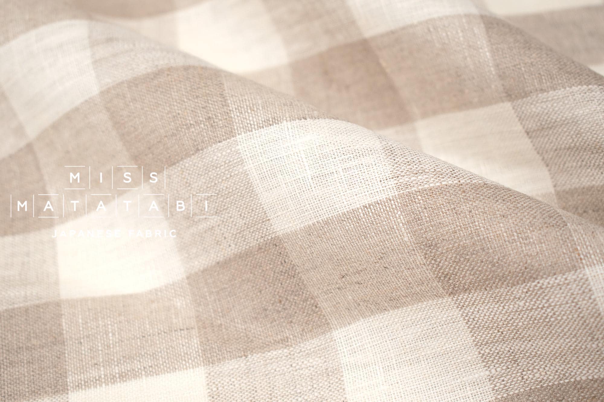 DEADSTOCK Japanese Fabric Yarn-dyed 100% Linen Large Check with Red Selvedge - 50cm