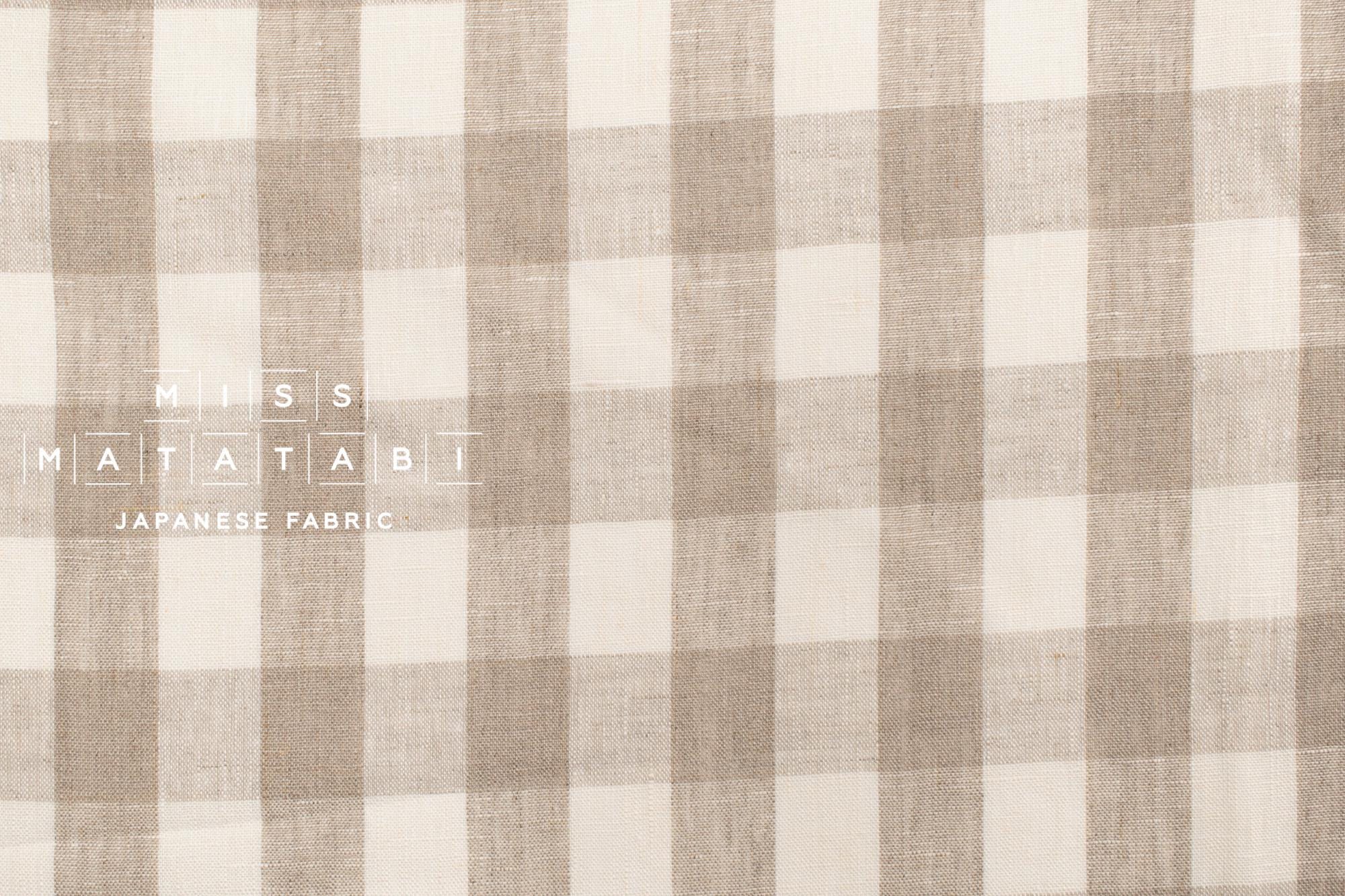 DEADSTOCK Japanese Fabric Yarn-dyed 100% Linen Large Check with Red Selvedge - 50cm