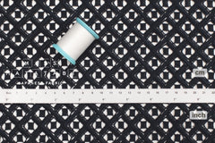 Japanese Embroidered Cotton Lace Fabric - dark navy - 50cm