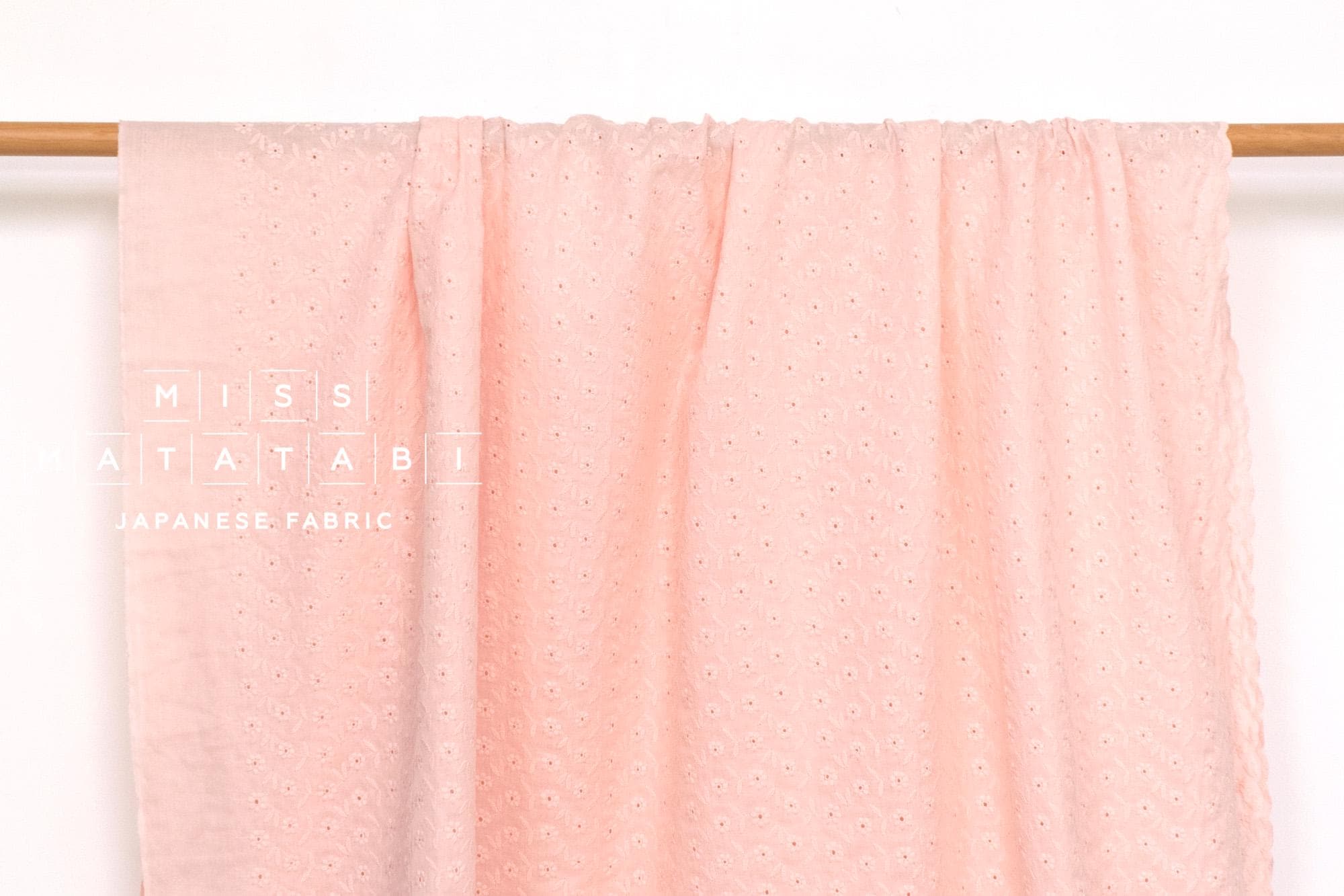 DEADSTOCK Japanese Fabric Embroidered Cotton Double Gauze III - pink - 50cm