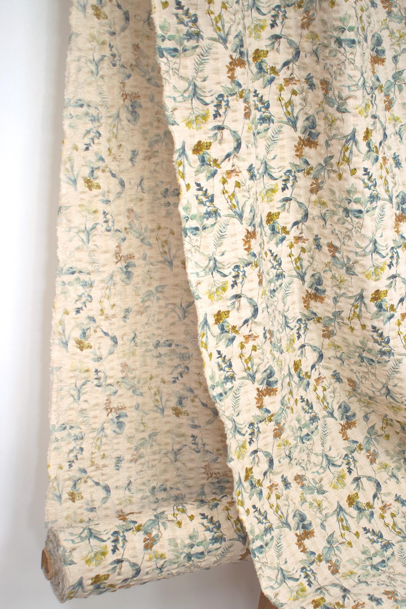 Japanese Fabric Cotton Linen Ripple Nature - green - 50cm