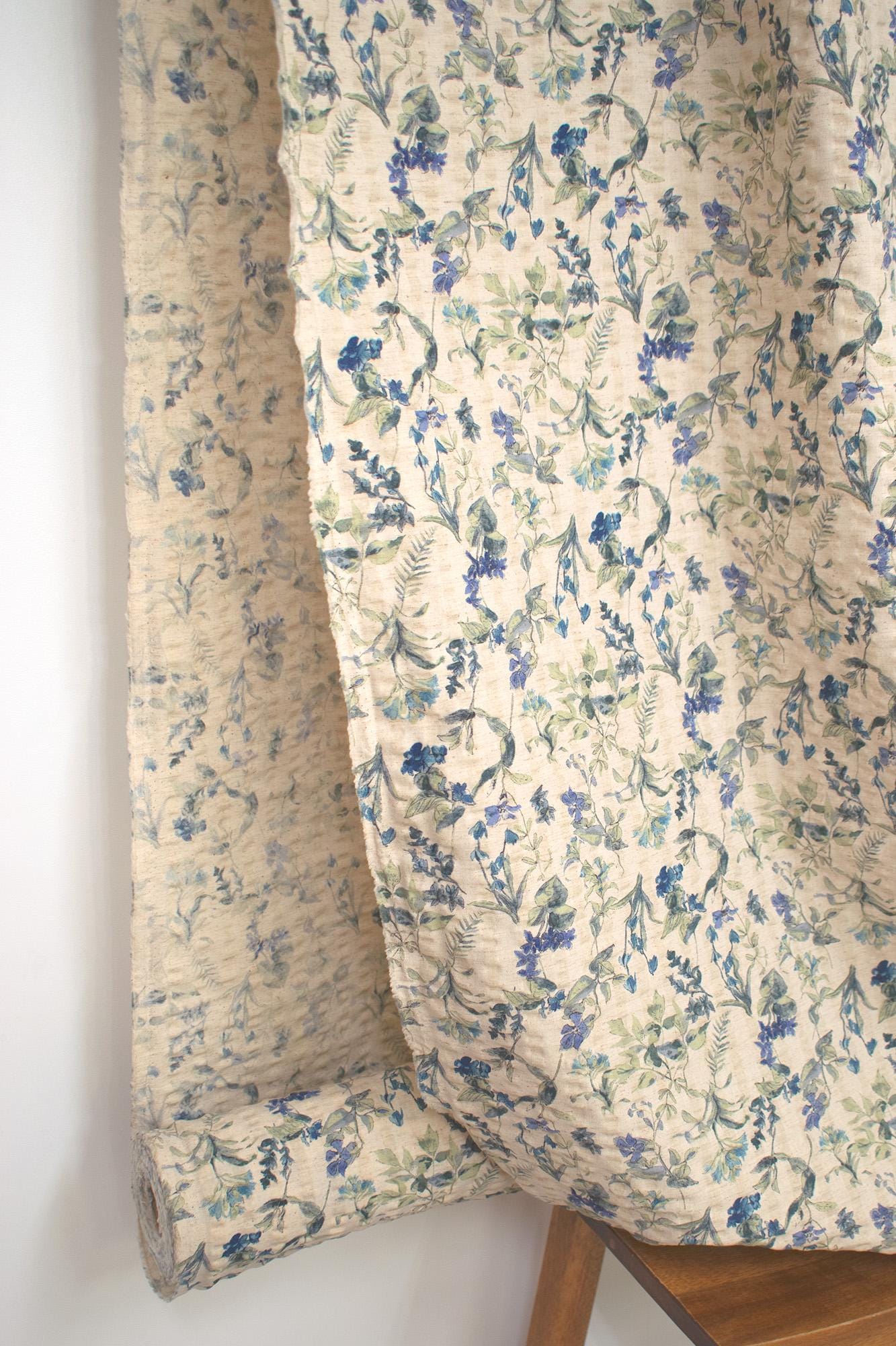 Japanese Fabric Cotton Linen Ripple Nature - blue - 50cm
