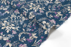 Japanese Fabric Cotton Linen Ripple Nature - blue, purple - 50cm