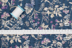 Japanese Fabric Cotton Linen Ripple Nature - blue, purple - 50cm
