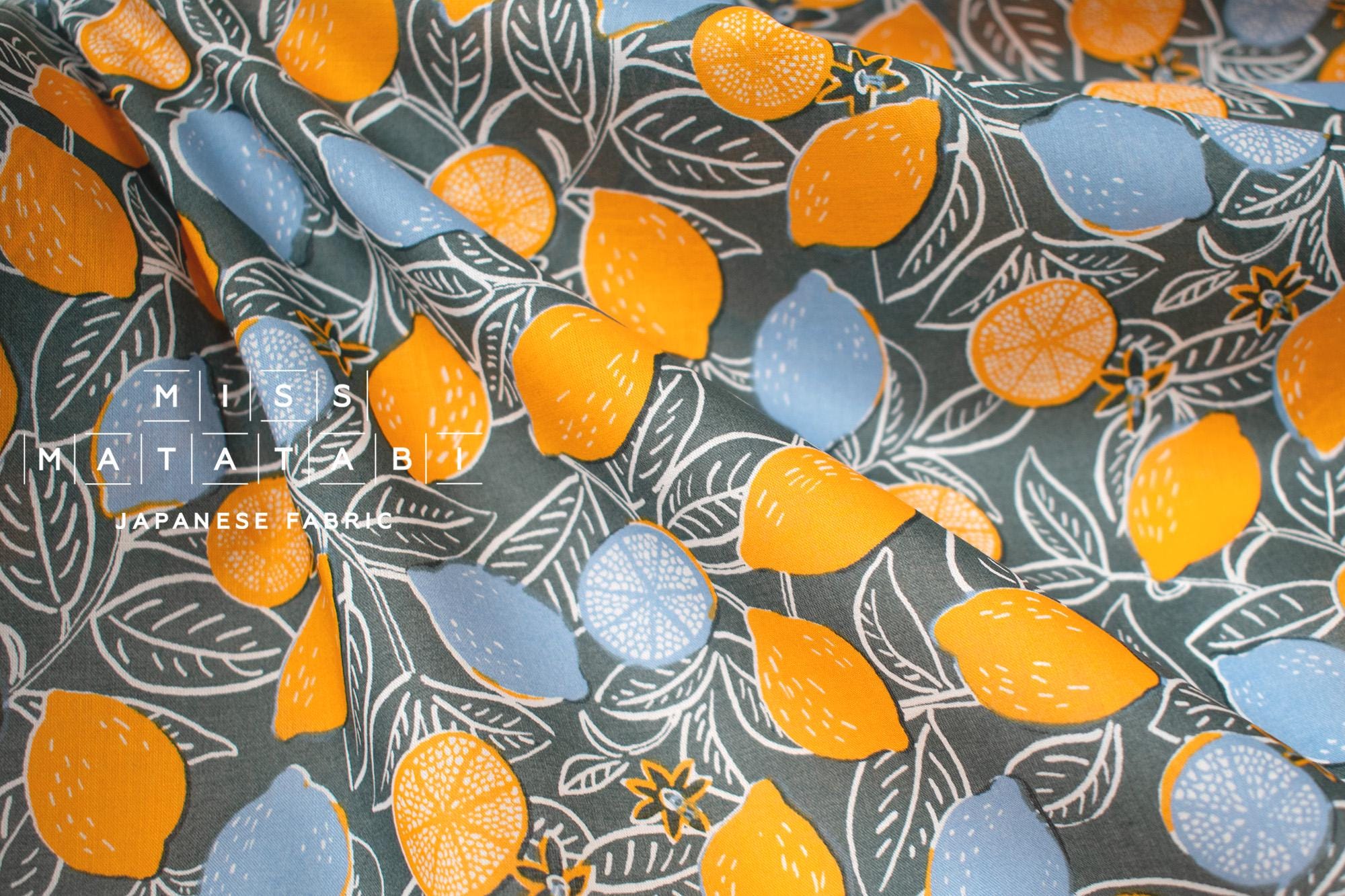 DEADSTOCK Japanese Fabric Lemons - green - 50cm