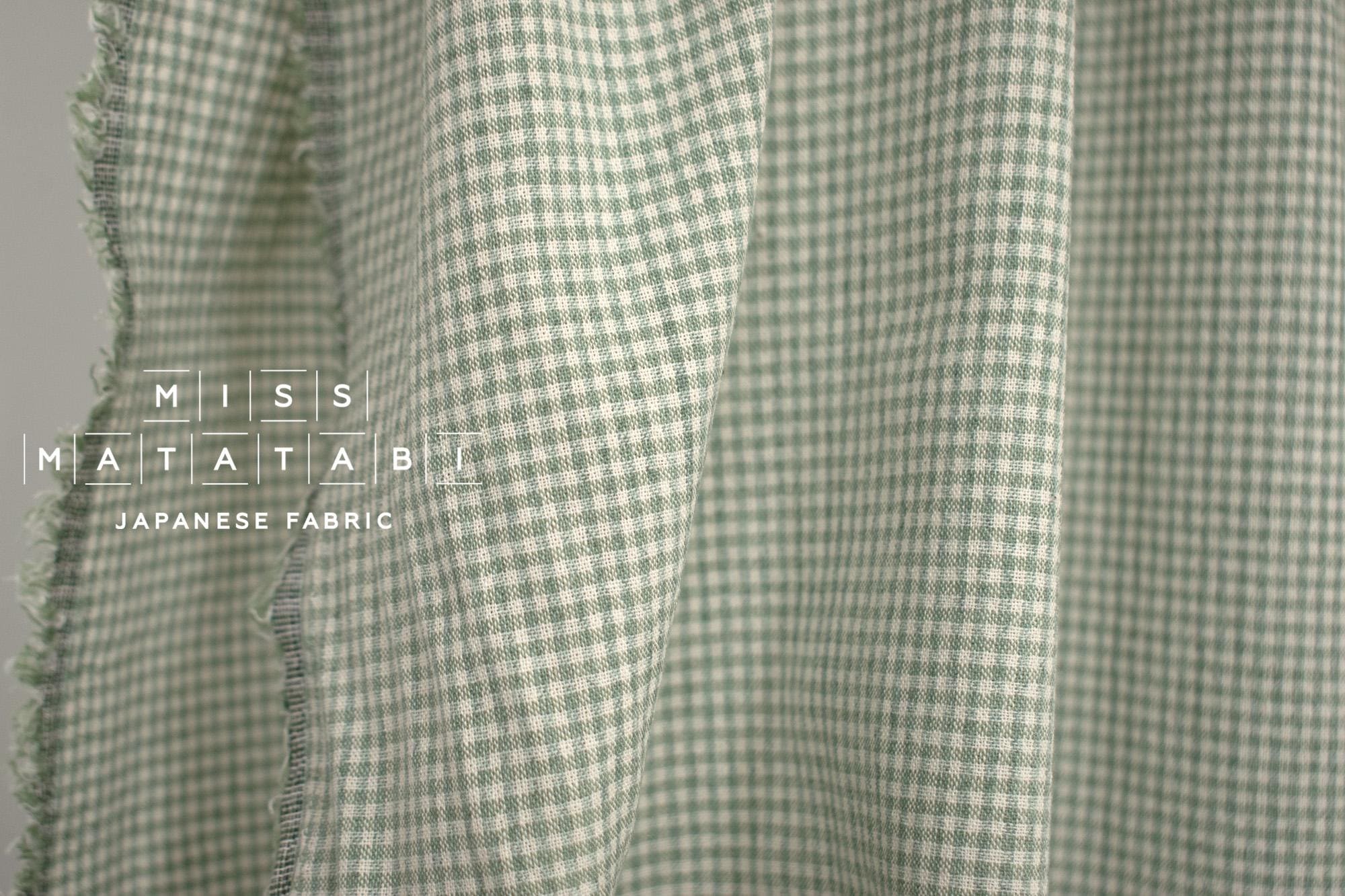 Japanese Fabric Yarn-Dyed Murazome Gingham - green - 50cm
