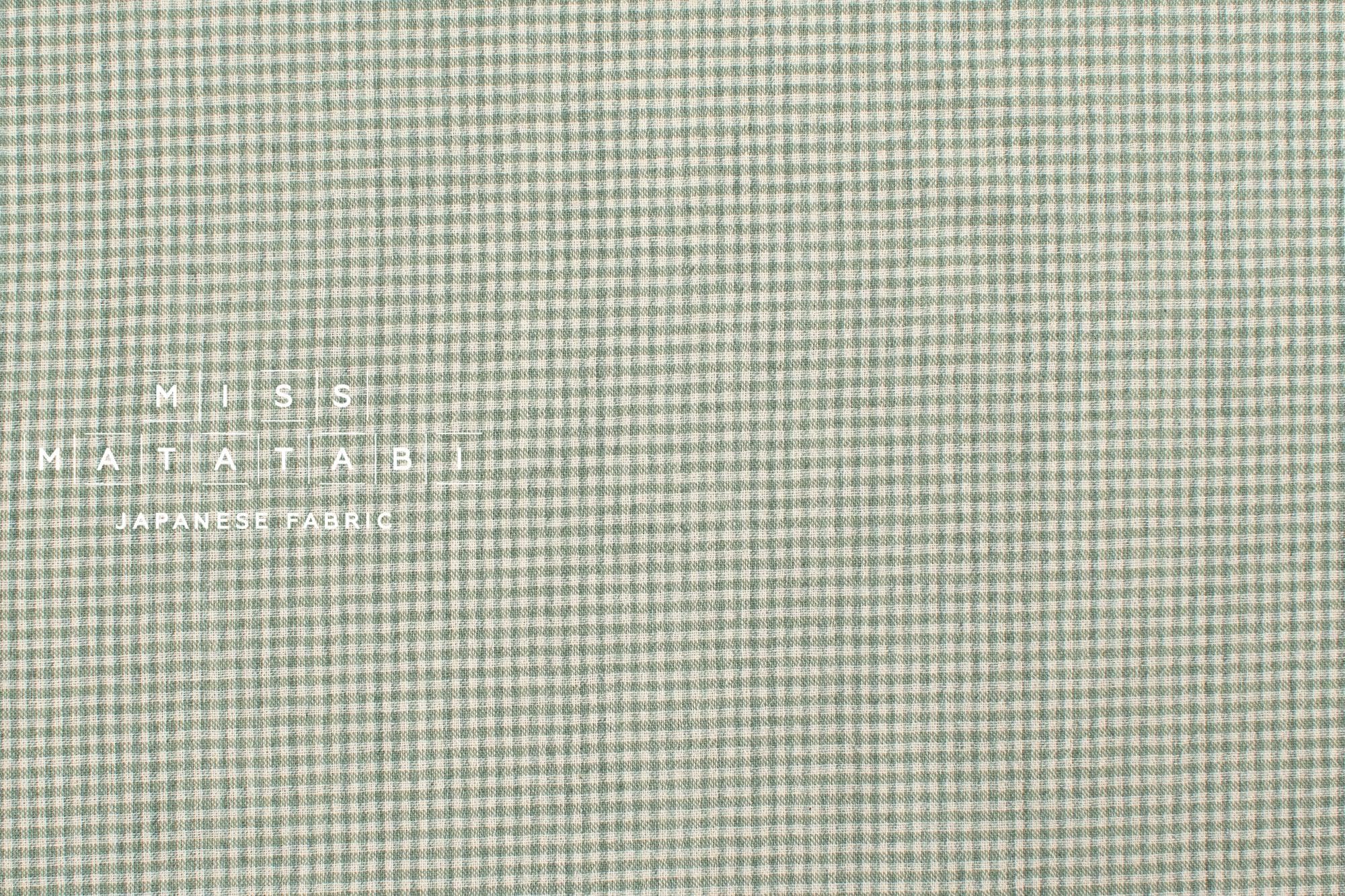 Japanese Fabric Yarn-Dyed Murazome Gingham - green - 50cm