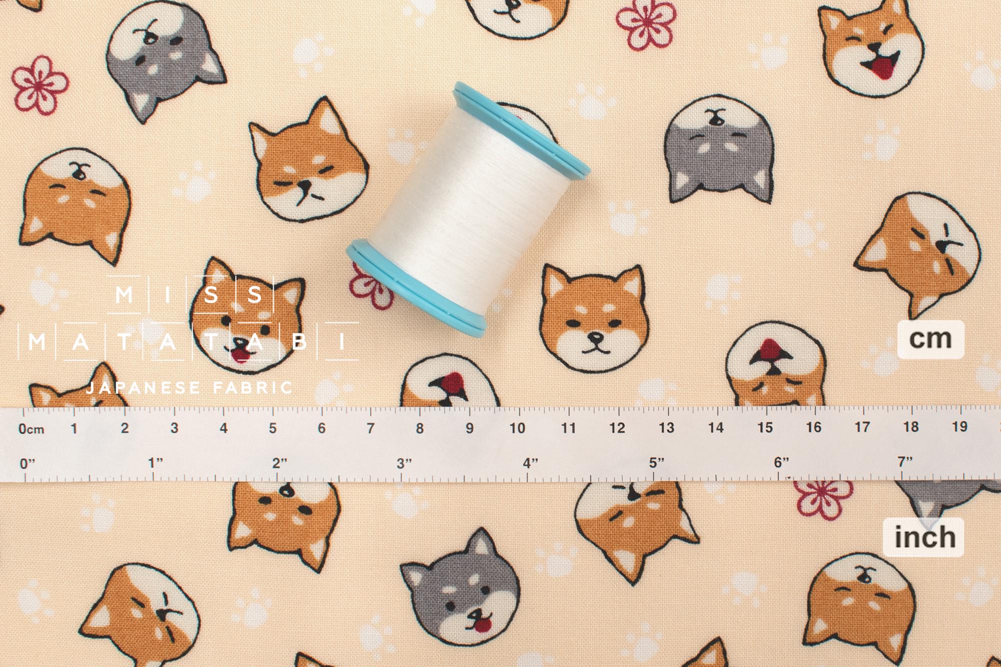Japanese Fabric Little Shiba - cream - 50cm