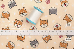 Japanese Fabric Little Shiba - cream - 50cm