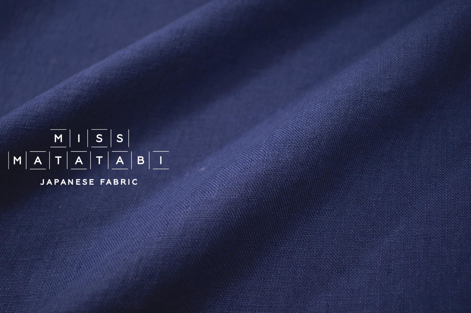 DEADSTOCK Japanese Fabric Shokunin Collection Orihimedaki Washed Linen - blue - 50cm