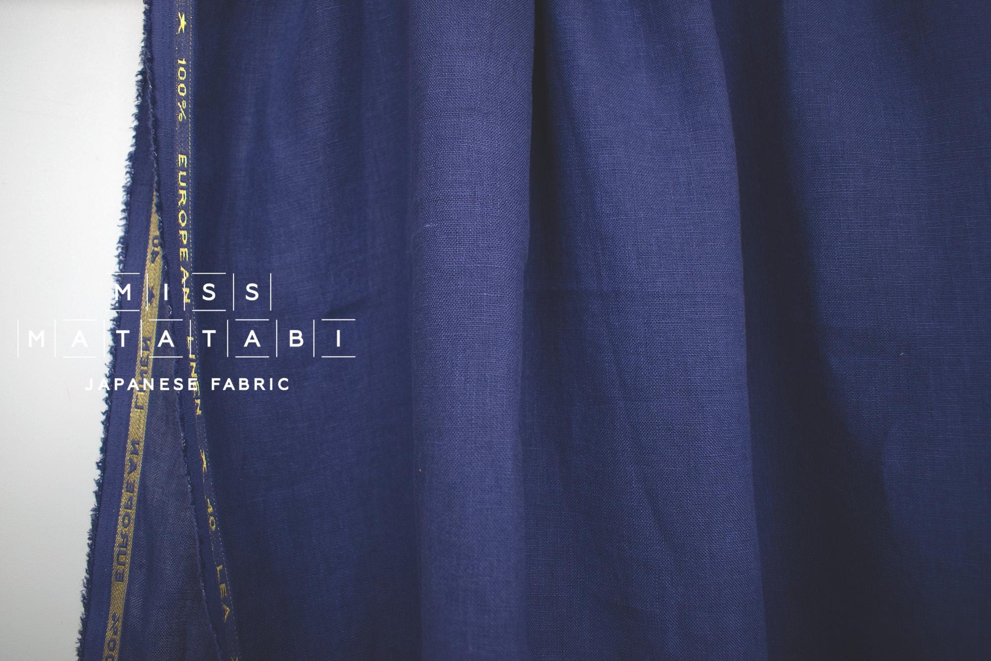 DEADSTOCK Japanese Fabric Shokunin Collection Orihimedaki Washed Linen - blue - 50cm