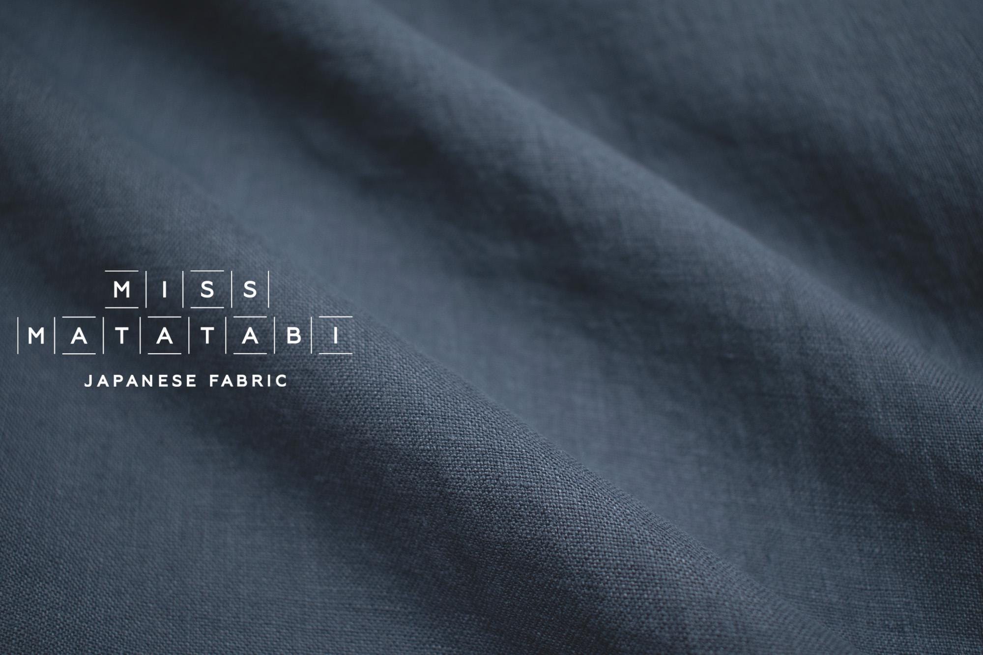 DEADSTOCK Japanese Fabric Shokunin Collection Orihimedaki Washed Linen - blue charcoal - 50cm