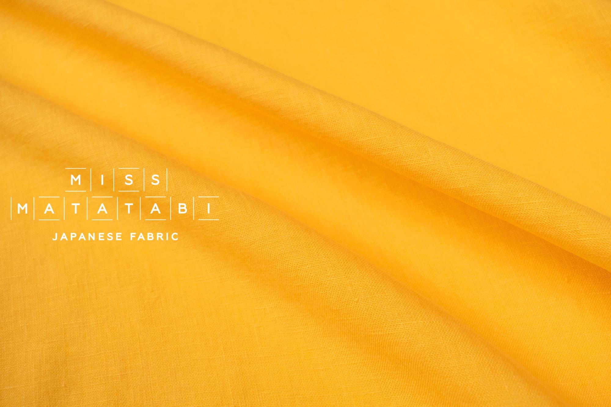 DEADSTOCK Japanese Fabric Shokunin Collection Orihimedaki Washed Linen - yellow - 50cm