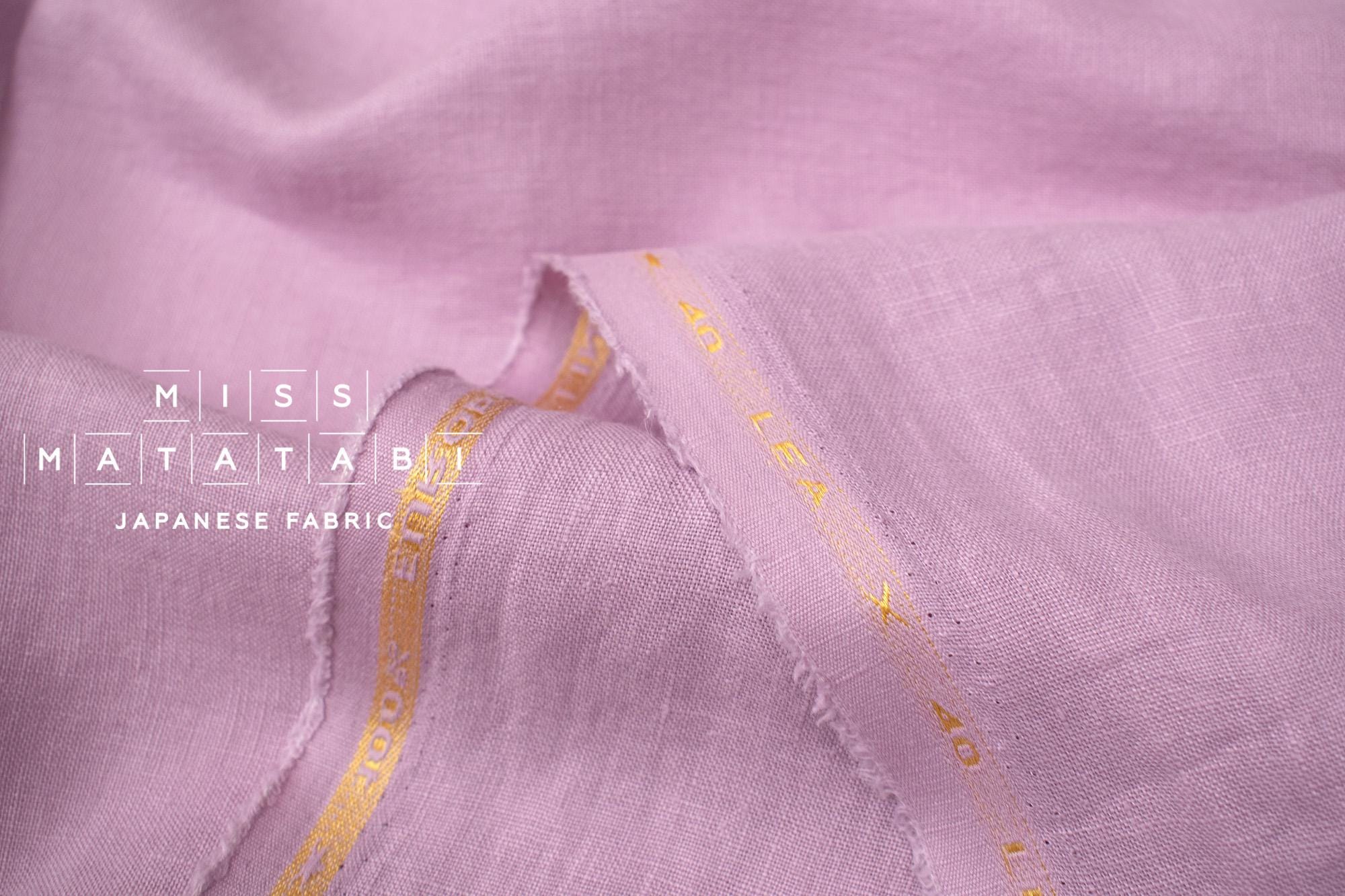 DEADSTOCK Japanese Fabric Shokunin Collection Orihimedaki Washed Linen - lilac - 50cm