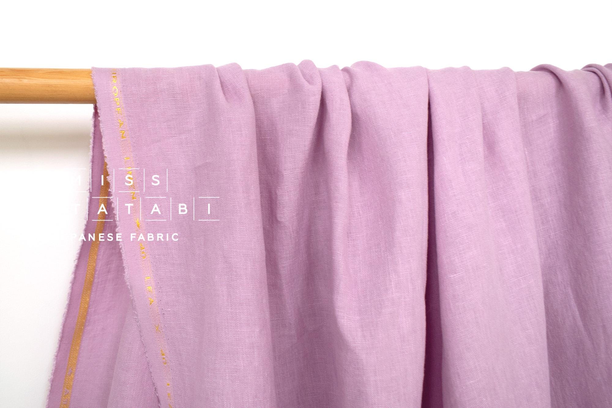 DEADSTOCK Japanese Fabric Shokunin Collection Orihimedaki Washed Linen - lilac - 50cm