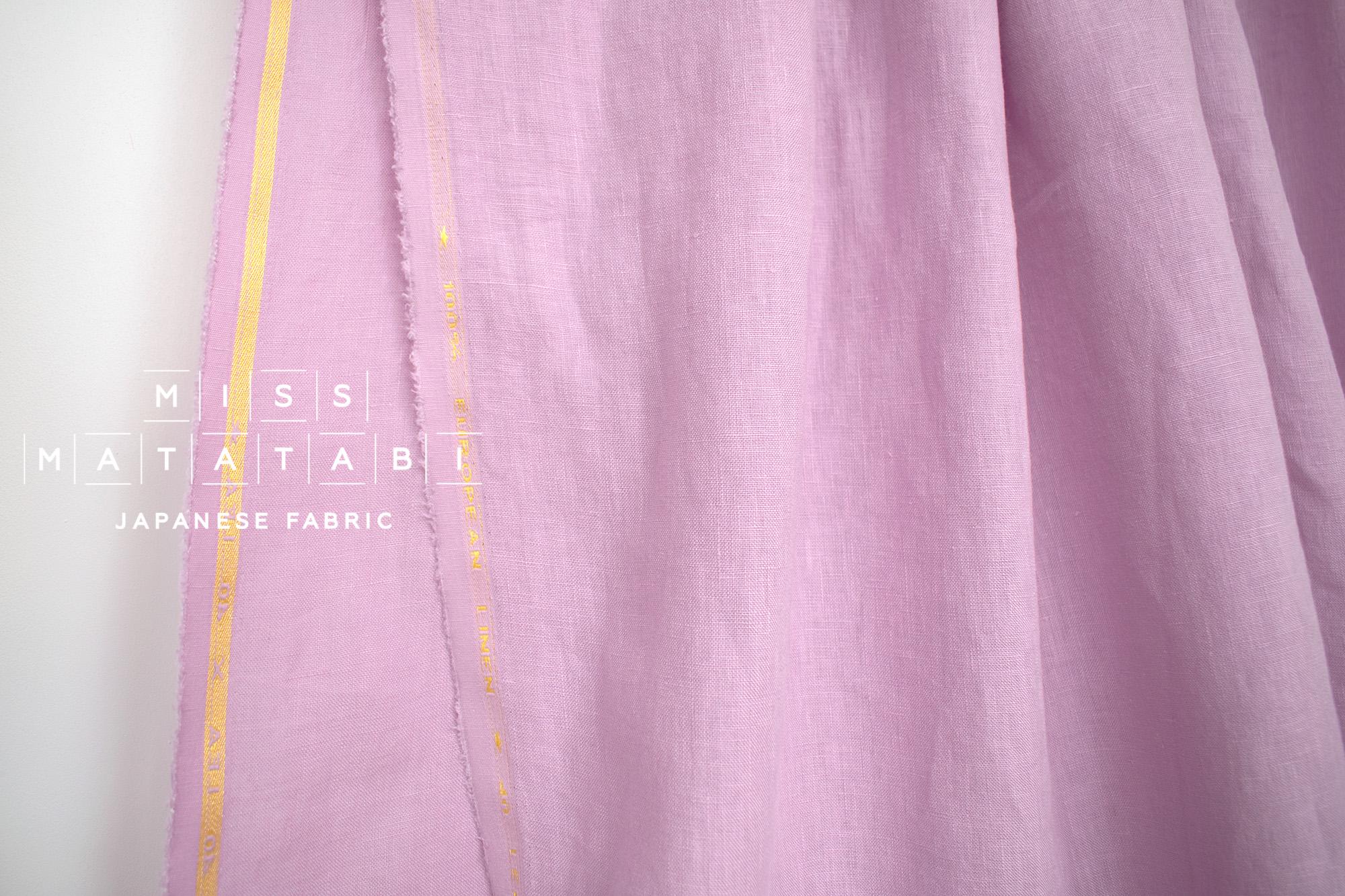 DEADSTOCK Japanese Fabric Shokunin Collection Orihimedaki Washed Linen - lilac - 50cm