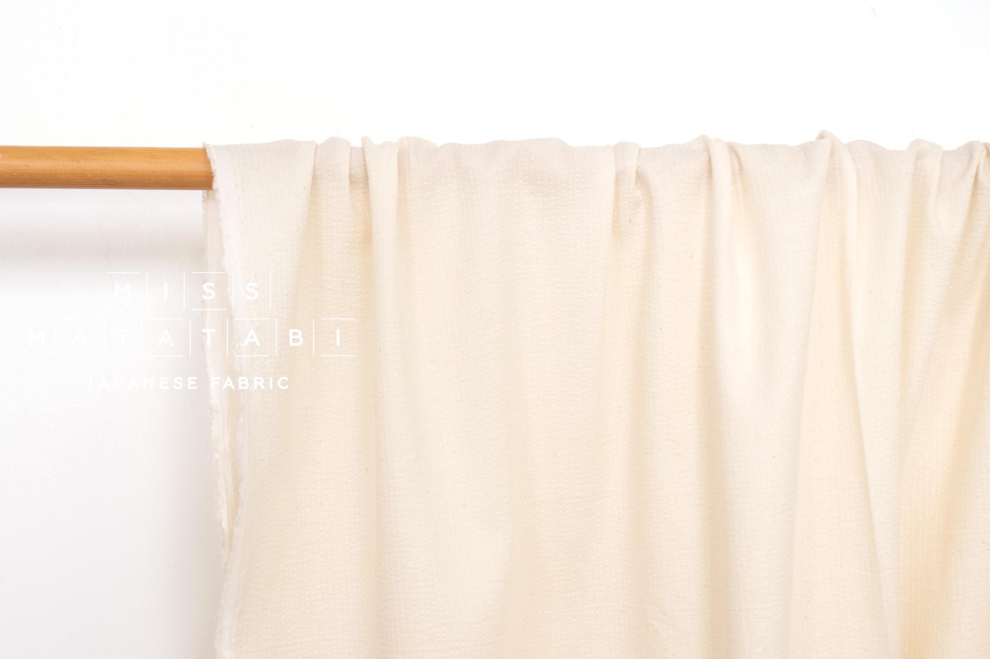 Japanese Fabric Yarn Dyed Shijira Seersucker Small Stripes - cream - 50cm