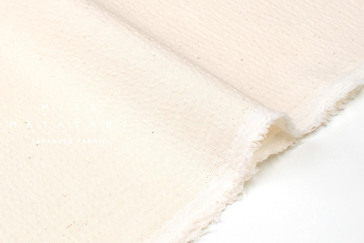 Japanese Fabric Yarn Dyed Shijira Seersucker Small Stripes - cream - 50cm