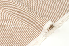 Japanese Fabric Yarn Dyed Shijira Seersucker Small Stripes - milk tea - 50cm