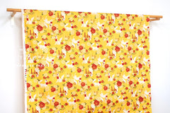Japanese Fabric Fushimi Inari Fox - yellow, metallic gold - 50cm