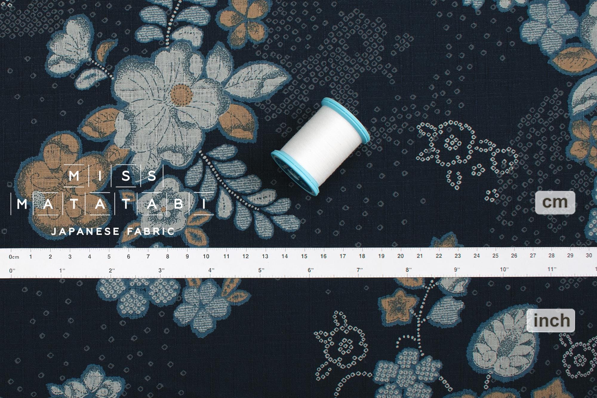 Japanese Fabric Tsujigahana - blue - 50cm