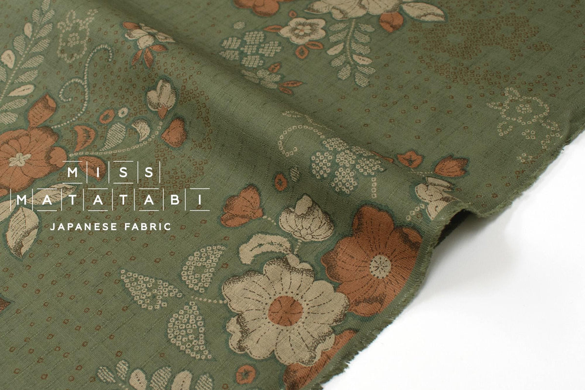 Japanese Fabric Tsujigahana - green - 50cm