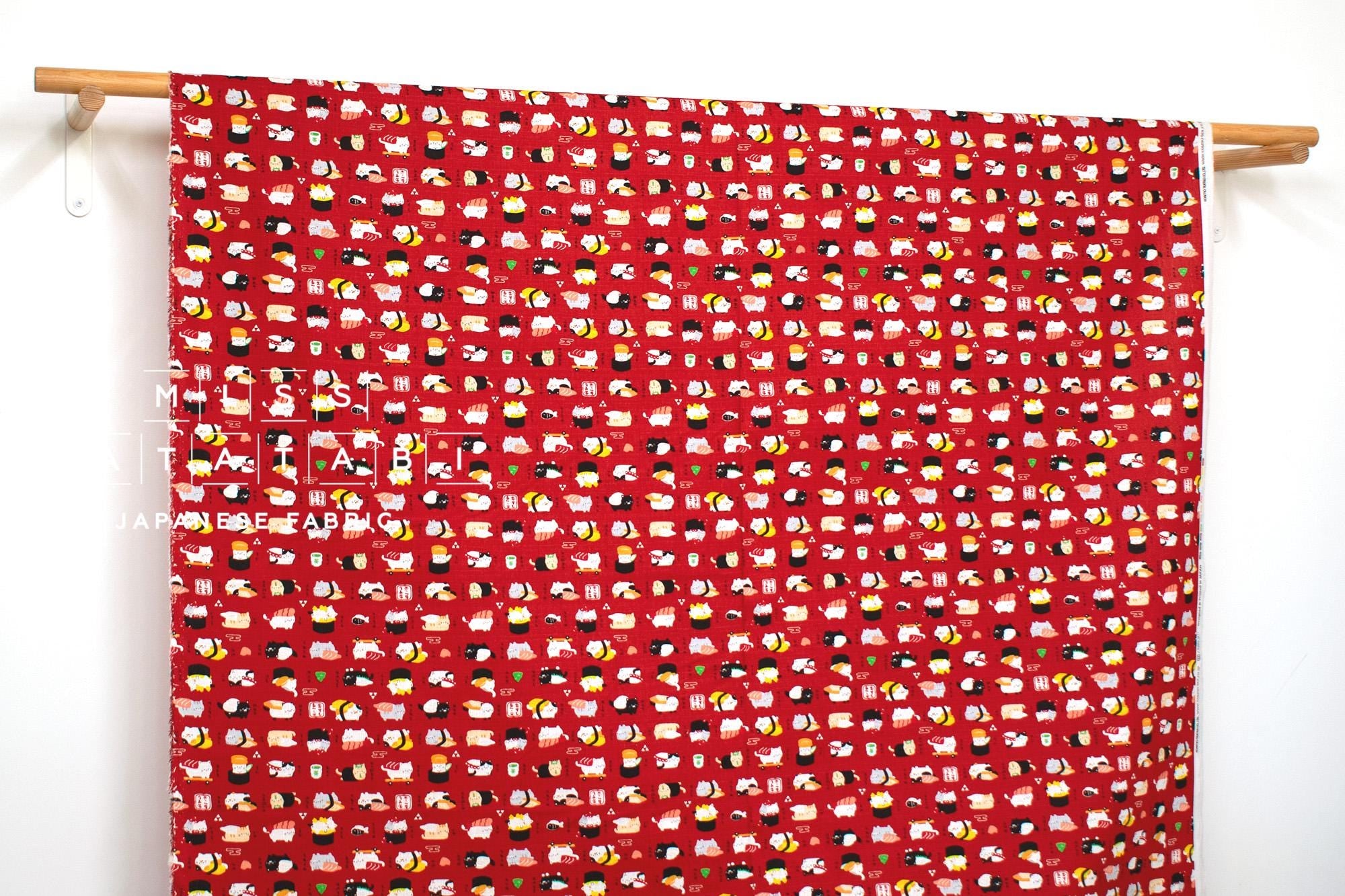 Japanese Fabric Neko Sushi - red - 50cm