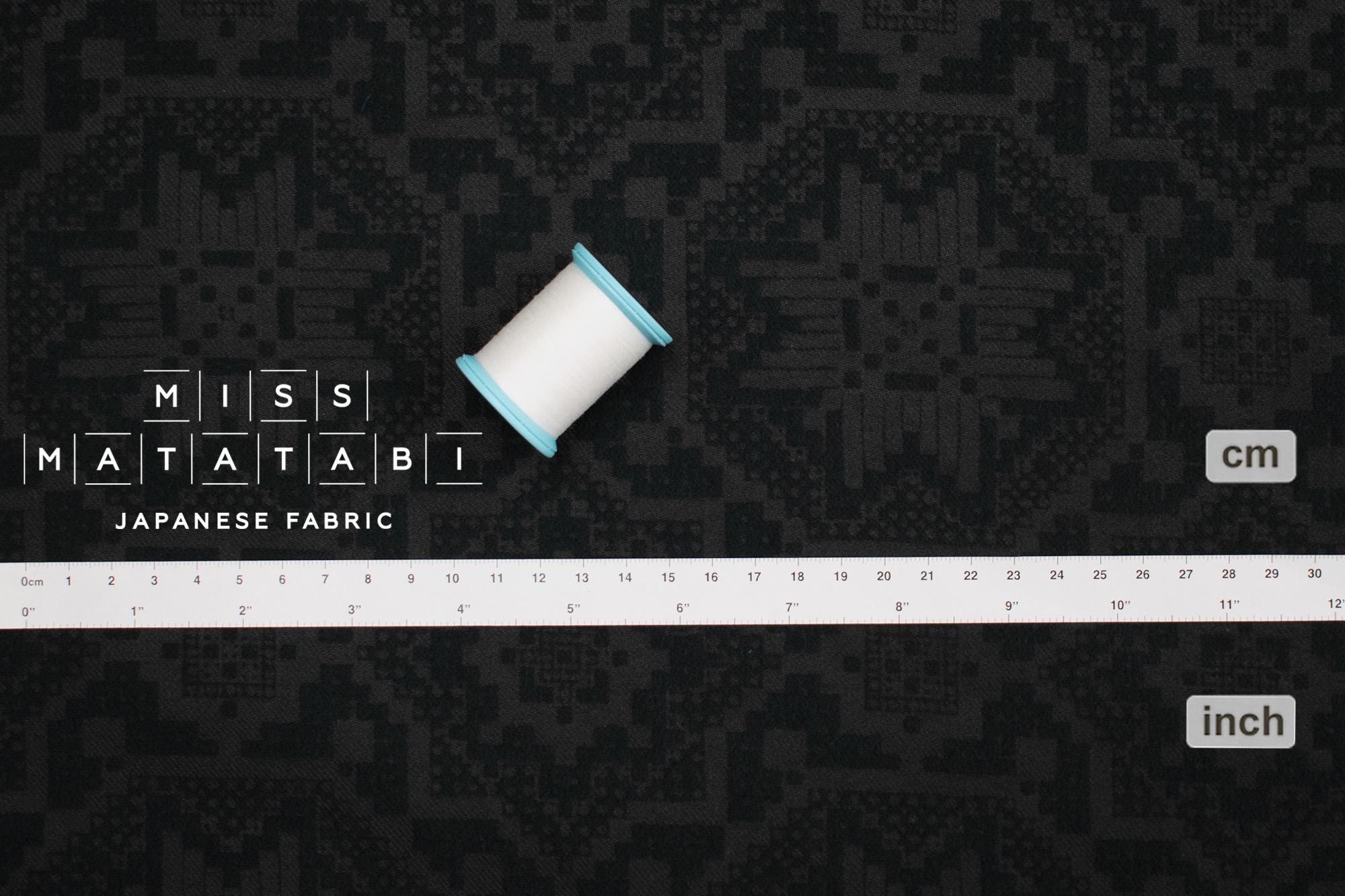 Japanese Fabric Brushed Negative Space - black - 50cm