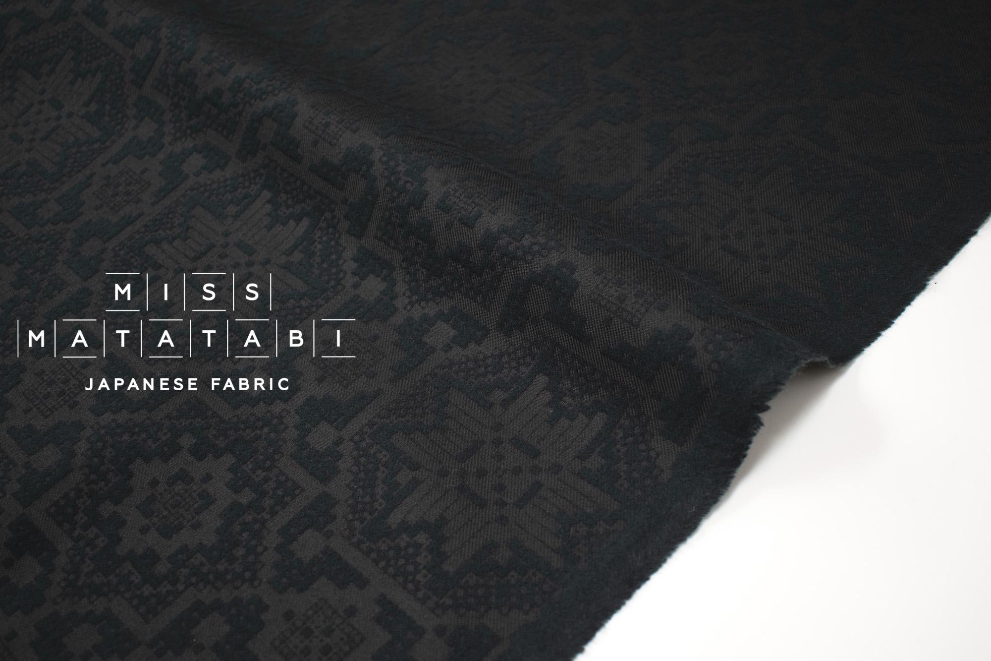 Japanese Fabric Brushed Negative Space - black - 50cm