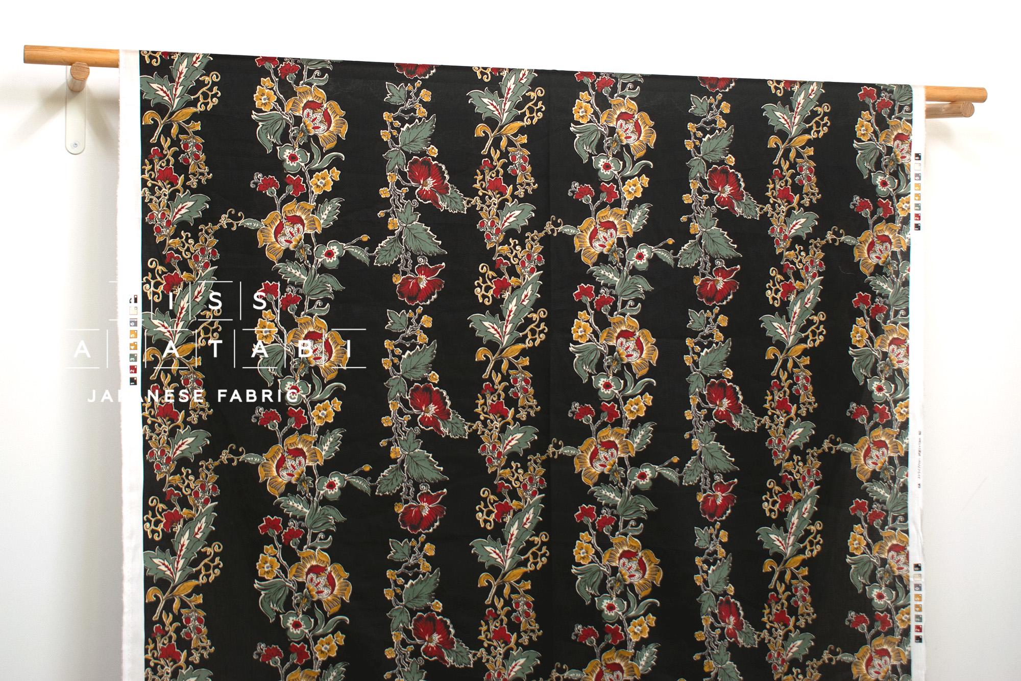 Japanese Fabric Trailing Floral - black - 50cm