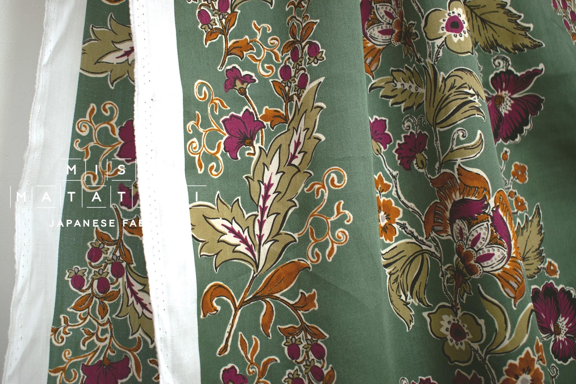 Japanese Fabric Trailing Floral - green - 50cm