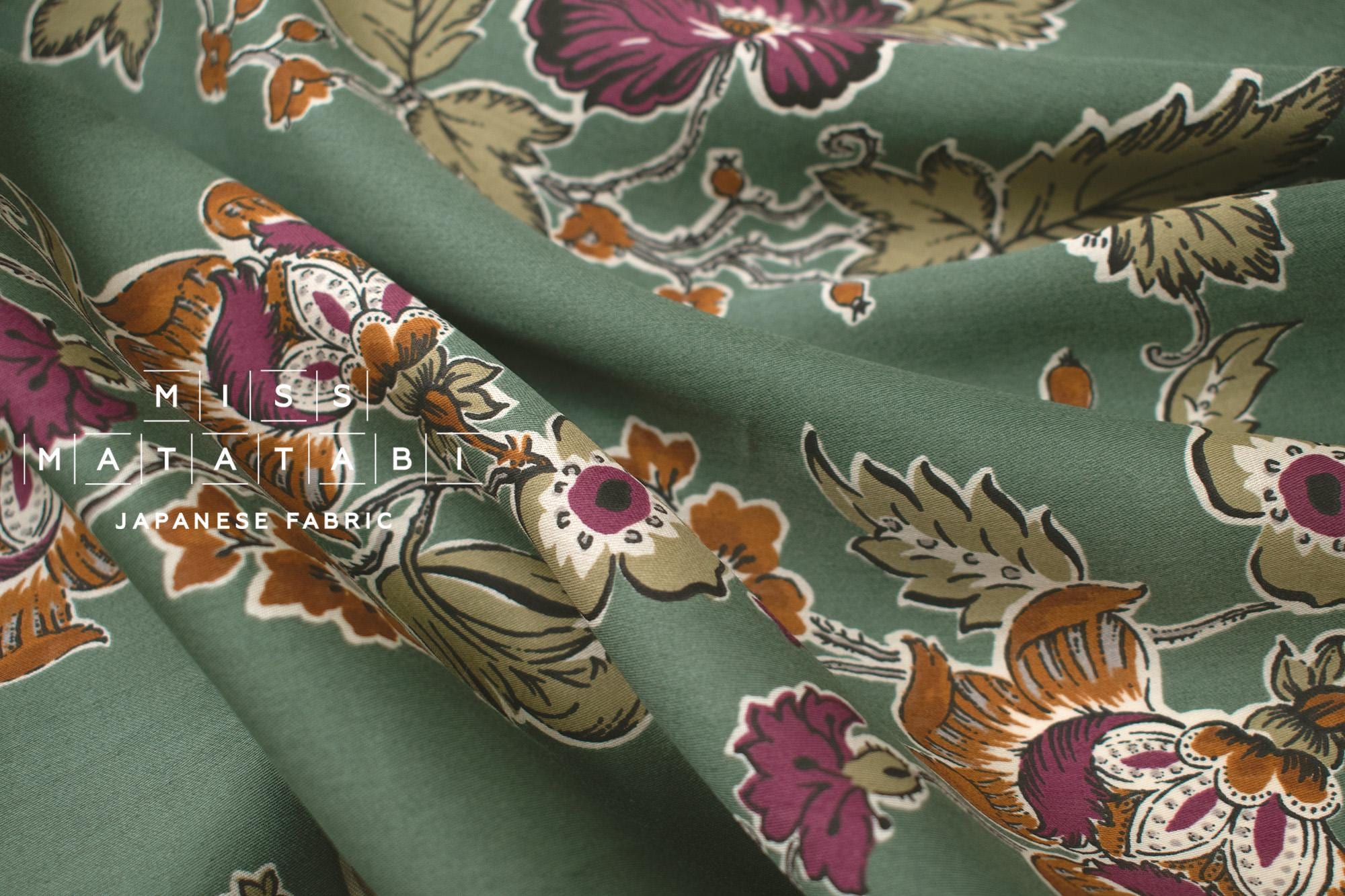 Japanese Fabric Trailing Floral - green - 50cm