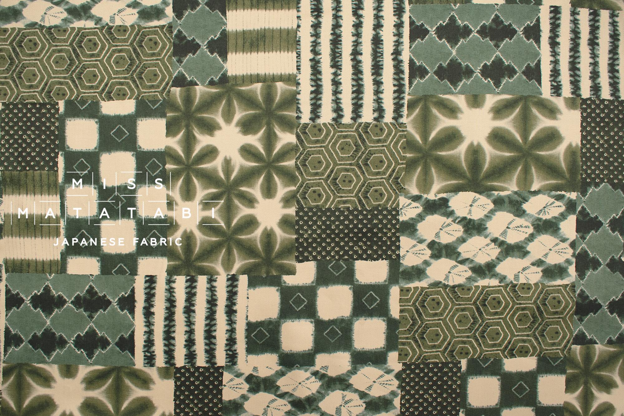Japanese Fabric Shibori Style Patch - green - 50cm