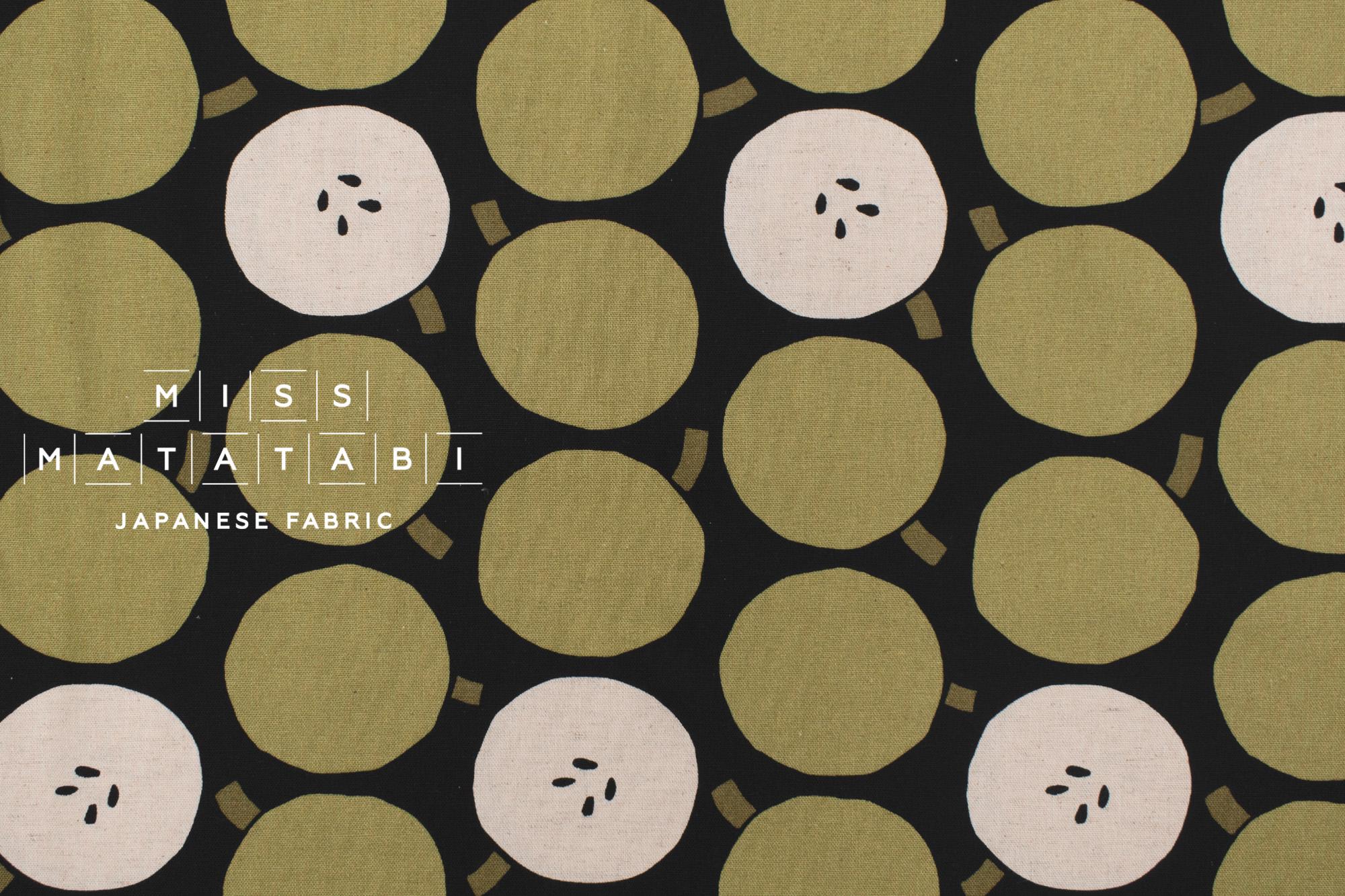 Japanese Fabric Apples - black - 50cm