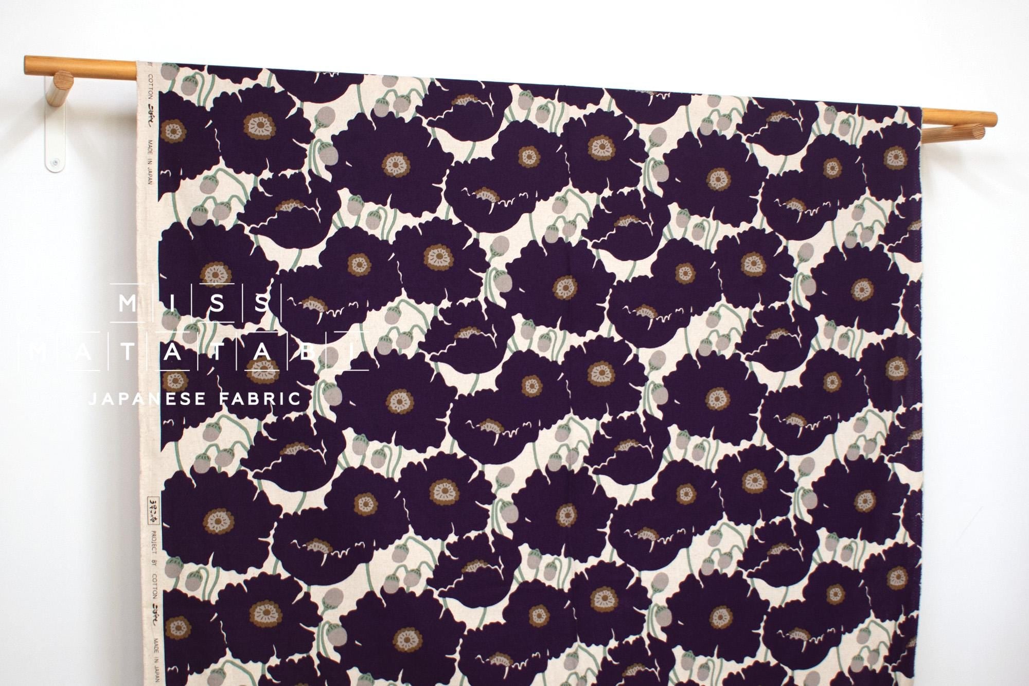 Japanese Fabric Poppies - purple - 50cm