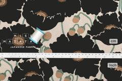 Japanese Fabric Poppies - black - 50cm