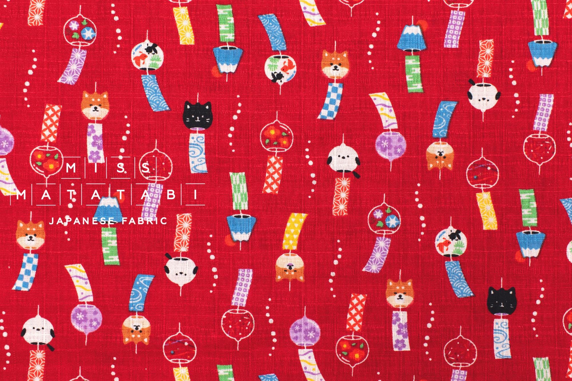 Japanese Fabric Windchimes - red - 50cm