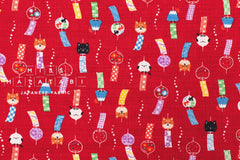 Japanese Fabric Windchimes - red - 50cm