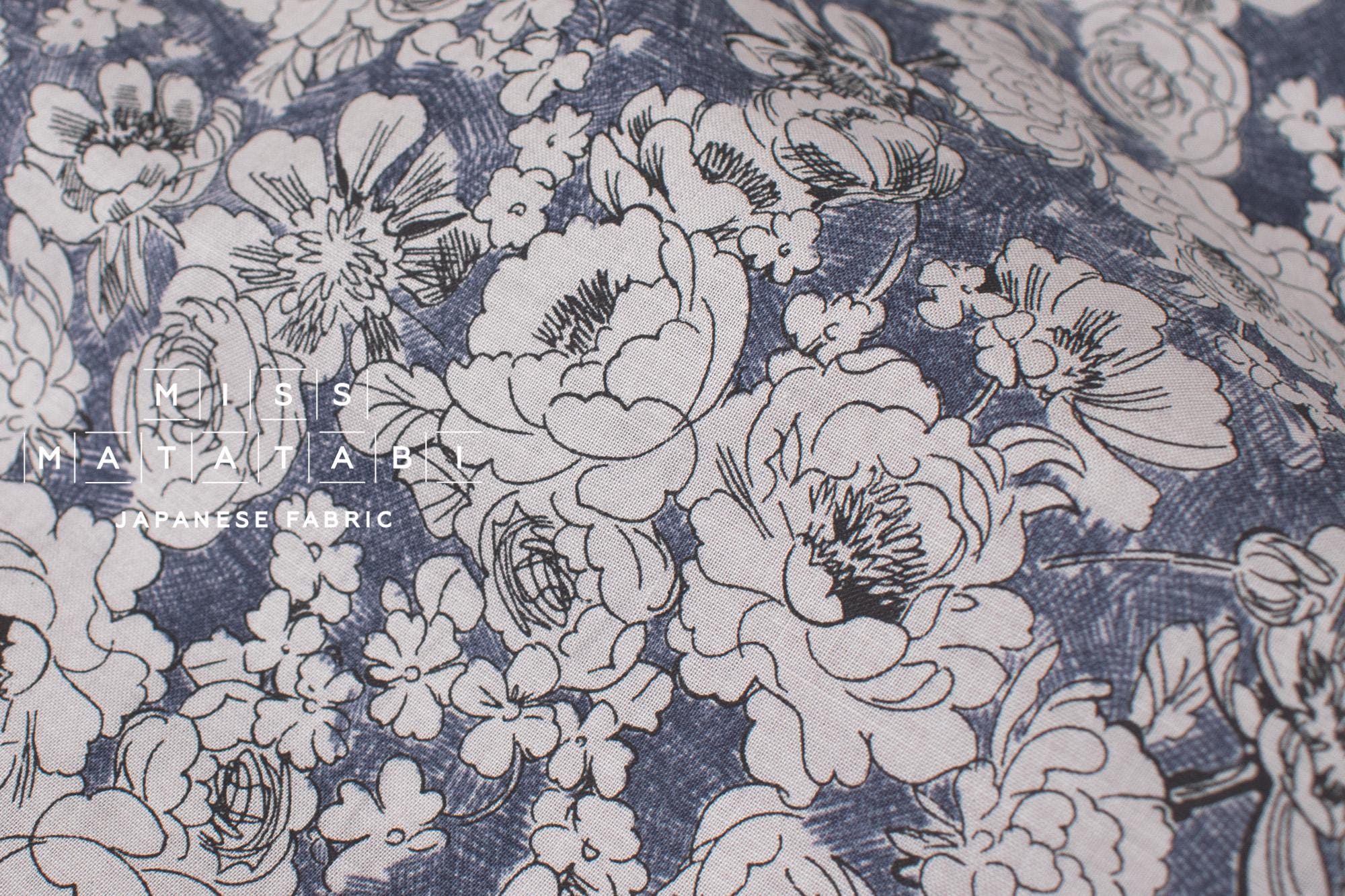 Japanese Fabric Celine - blue - 50cm
