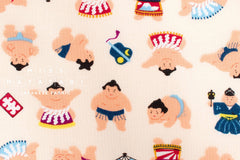 Japanese Fabric Little Sumo Wrestlers - cream - 50cm