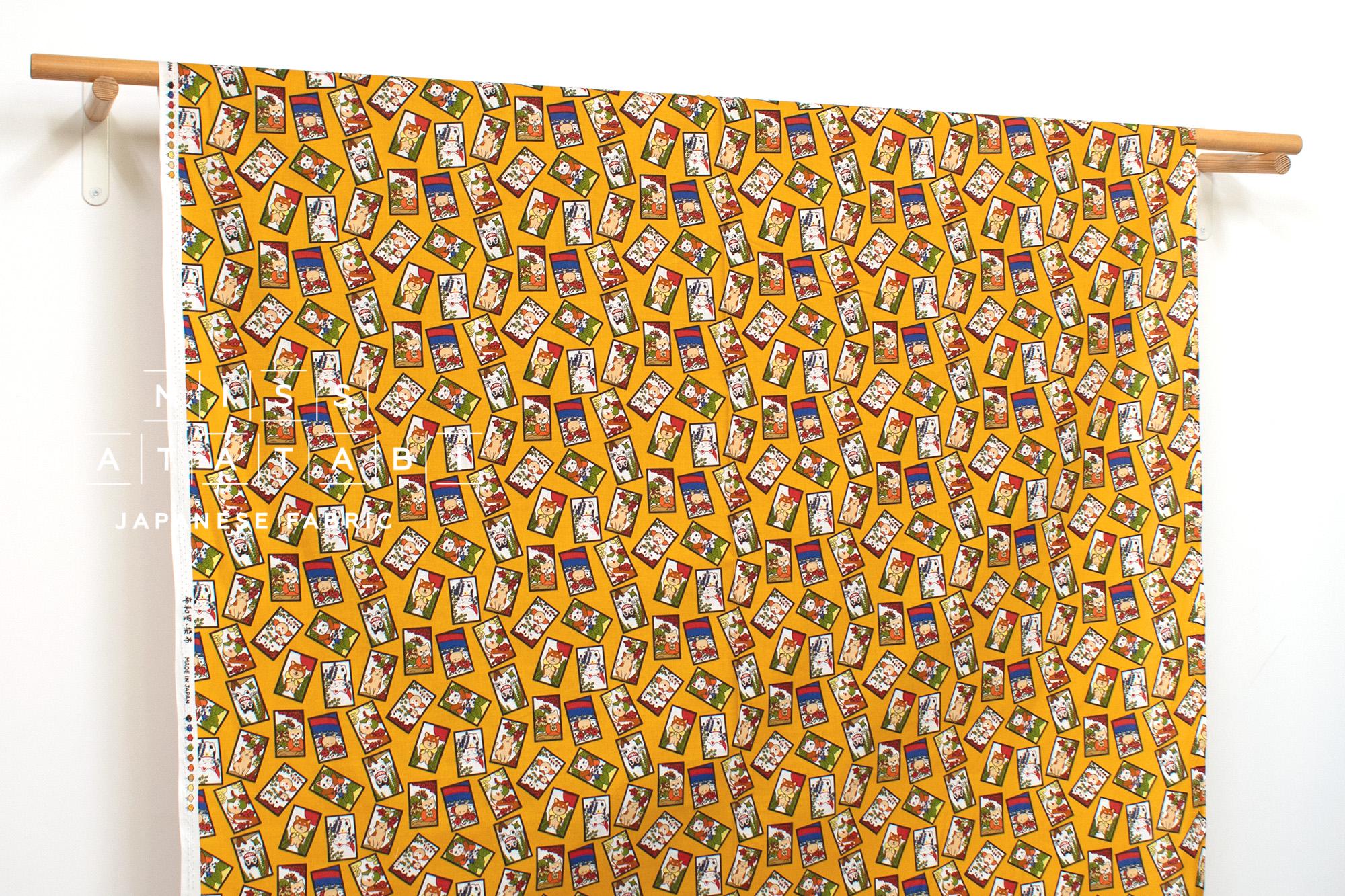 Japanese Fabric Hanafuda - yellow - 50cm
