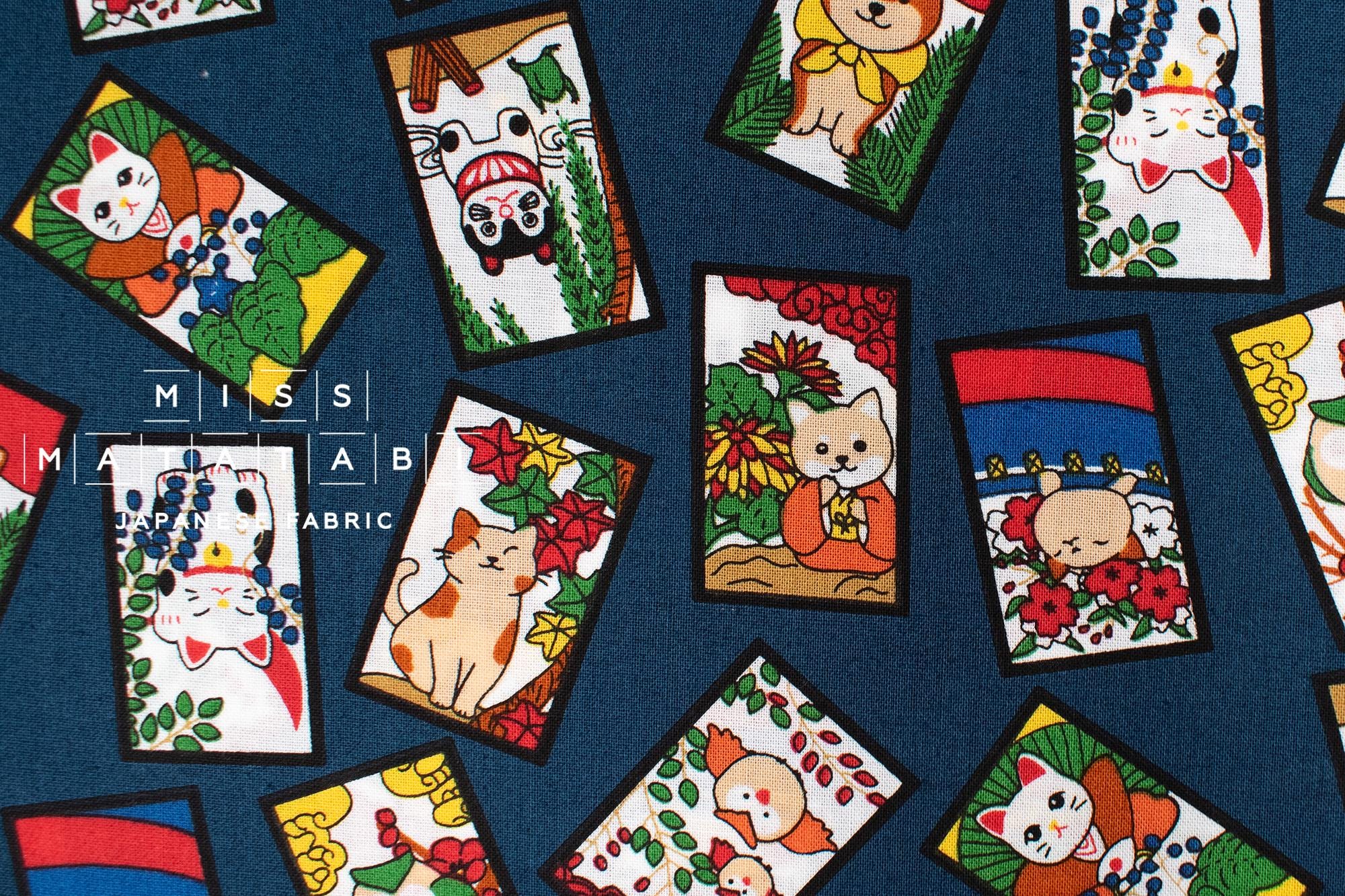 Japanese Fabric Hanafuda - blue - 50cm