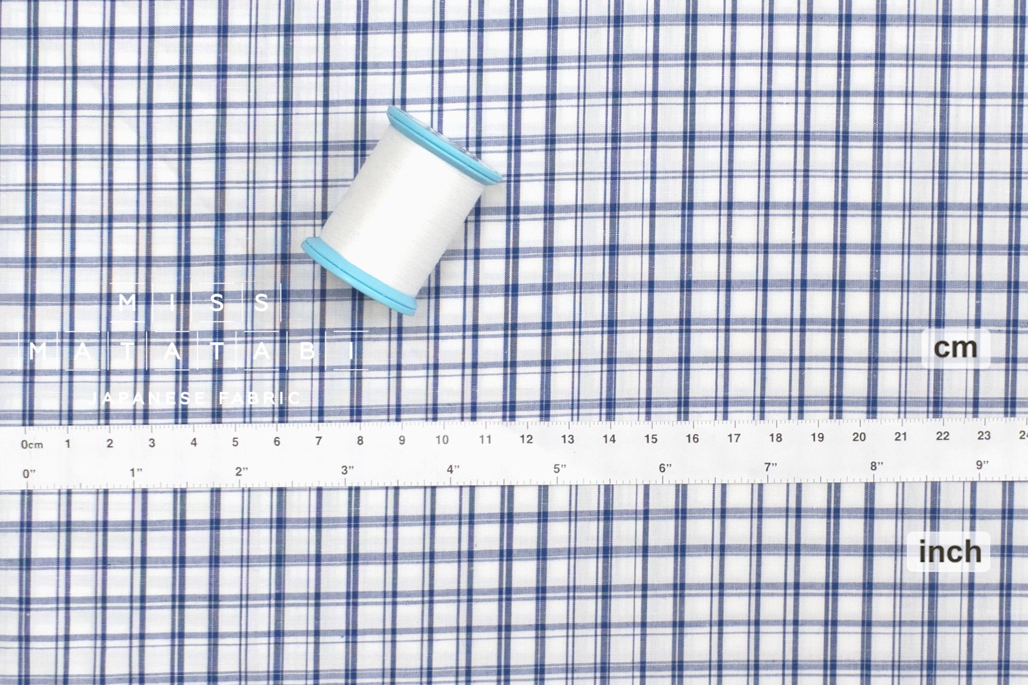DEADSTOCK Japanese Fabric Yarn-dyed Linen Blend Shirting - blue, white - 50cm