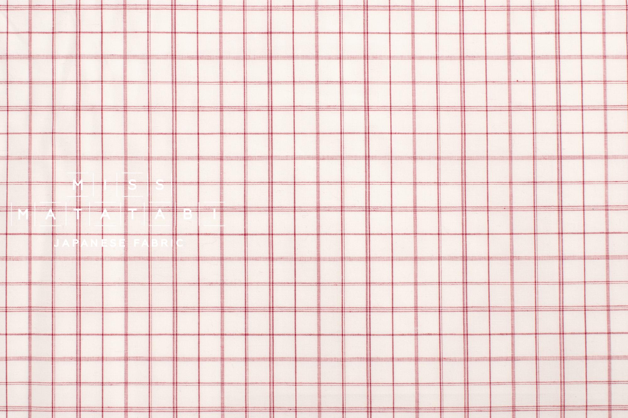 DEADSTOCK Japanese Fabric Yarn-dyed Linen Blend Shirting - red, cream - 50cm